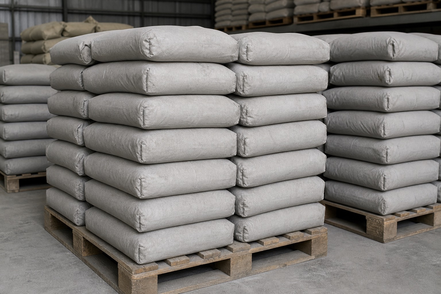 Çimento torbaları stok görünümü